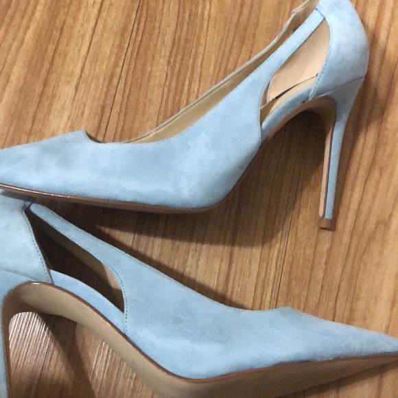 Nine West light blue suede‎ look cutout Favon pump heels size 12 brand new - Picture 5 of 14